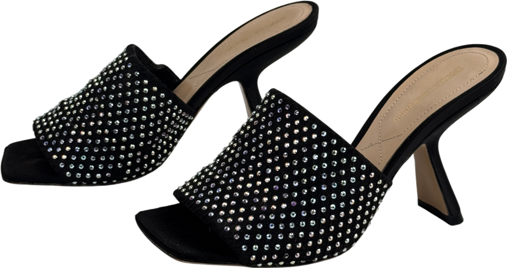 NICHOLAS KIRKWOOD Black Alba 90 Crystal-embellished Suede Mules UK 4 EU 37 👠