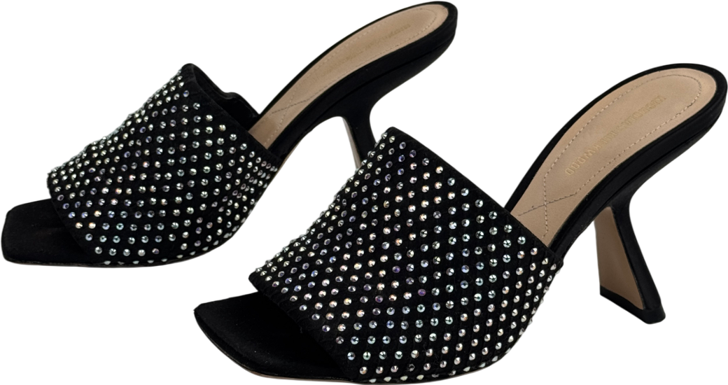 NICHOLAS KIRKWOOD Black Alba 90 Crystal-embellished Suede Mules UK 4 EU 37 👠