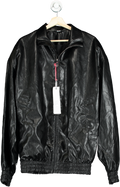 GCDS Black Faux Leather Oversize Jacket UK XL