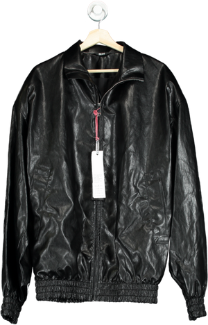 GCDS Black Faux Leather Oversize Jacket UK XL