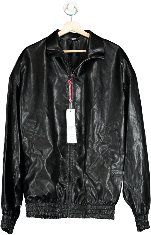 GCDS Black Faux Leather Oversize Jacket UK XL