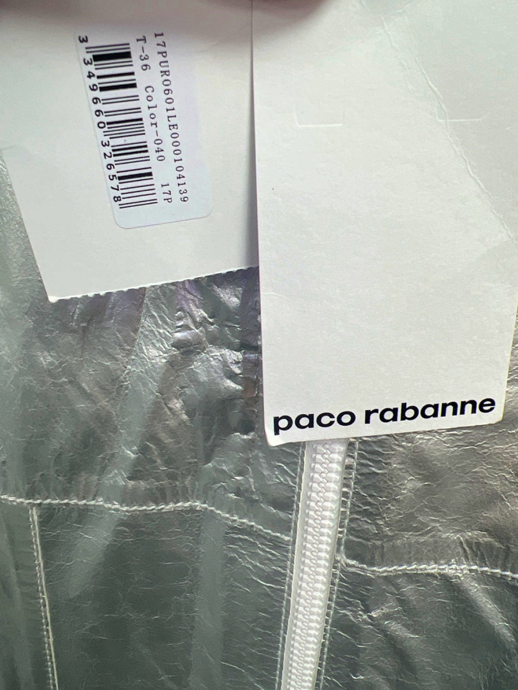 Paco Rabanne Silver Foil Sleeveless Tunic Dress UK 8