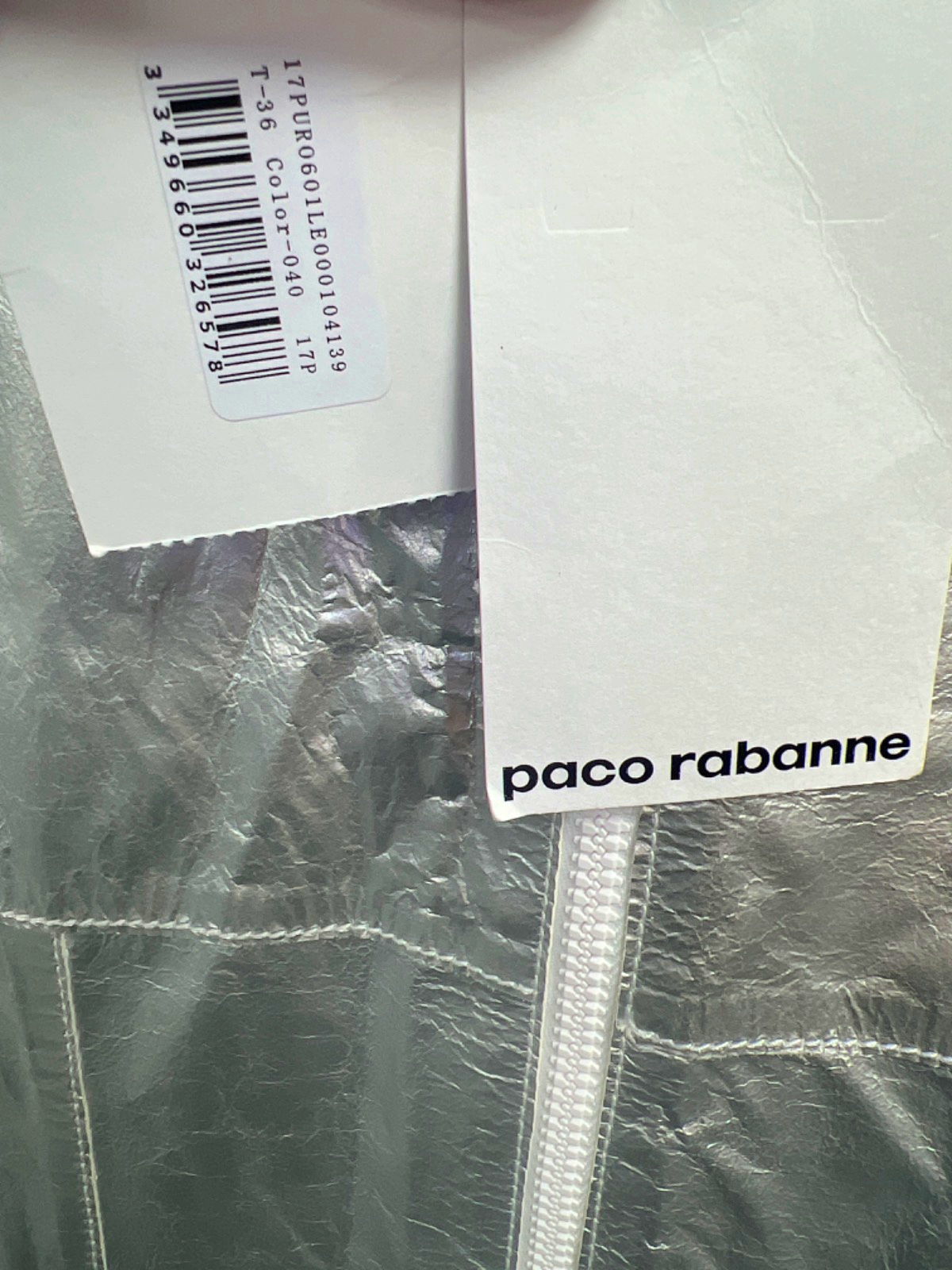 Paco Rabanne Silver Foil Sleeveless Tunic Dress UK 8