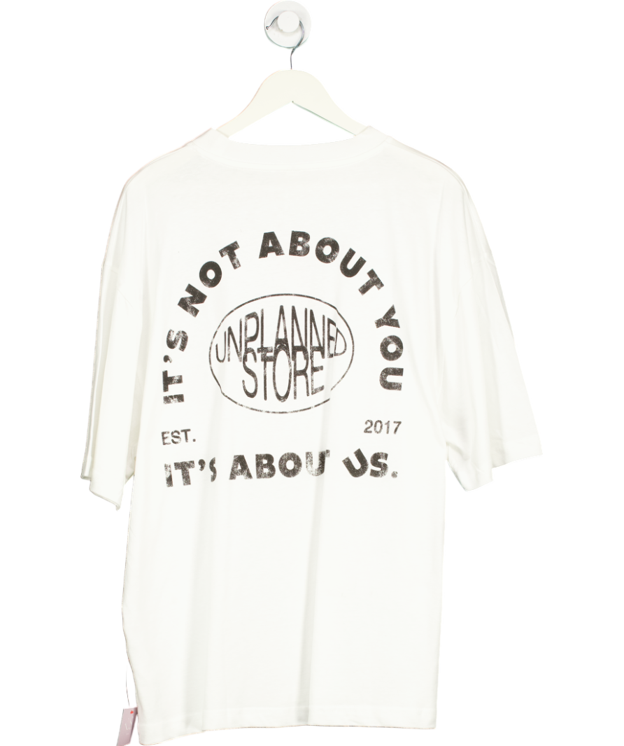 Unplanned Store White About Us Graphic Tee UK M