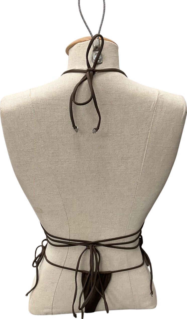 Naked Wolfe Brown Bikini Set With Wolfe Detailing Charms UK XS