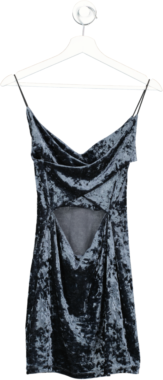 Tyche Grey Velvet Cross Back Mini Dress UK 8