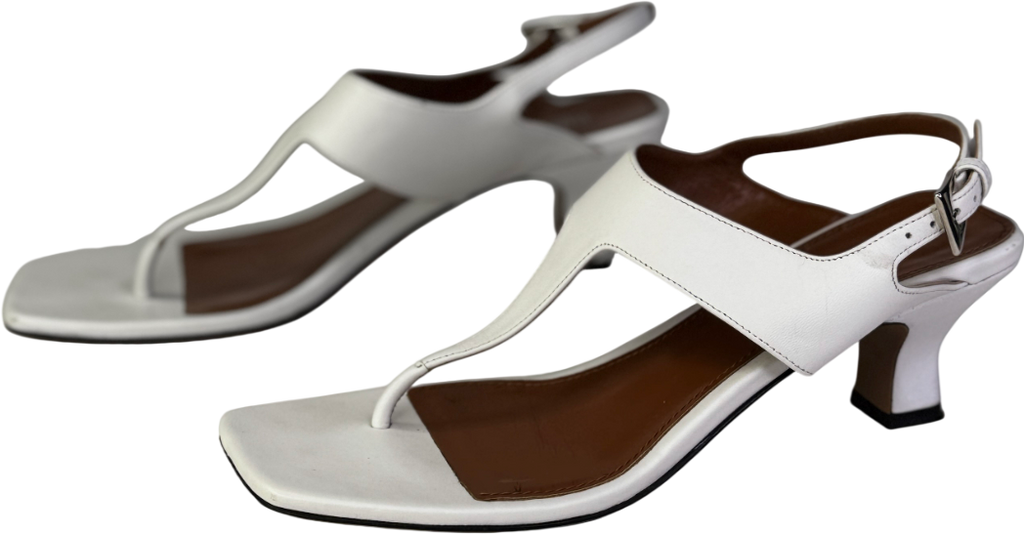 PARIS TEXAS White Portofino Leather Sandals UK 4.5 EU 37.5 👠