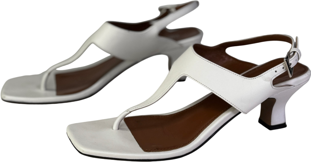 PARIS TEXAS White Portofino Leather Sandals UK 4.5 EU 37.5 👠