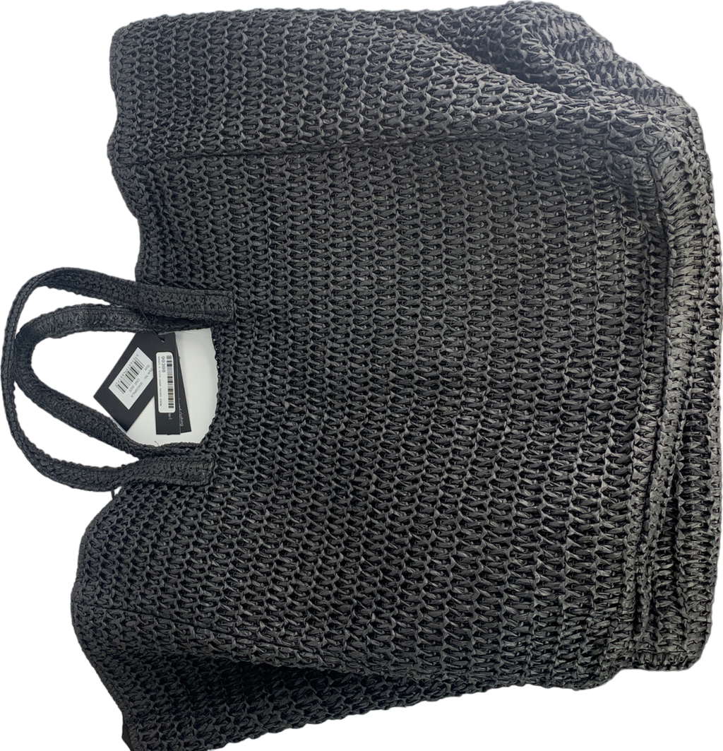 South Beach Black Oversized Woven Shoulder Bag