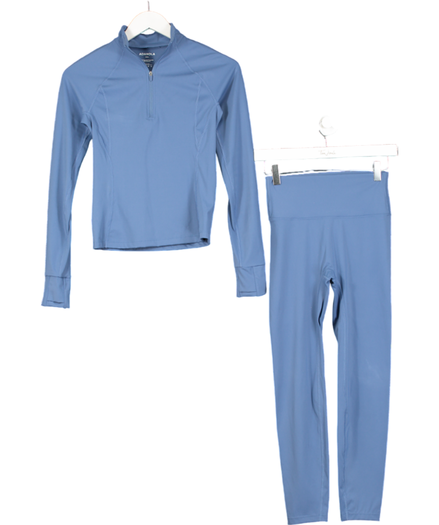 Adanola Blue Ultimate Long Sleeve Quarter Zip Top And Leggings Co-ord UK S