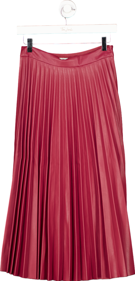 Stradivarius Red Pleated Midi Skirt EUR S