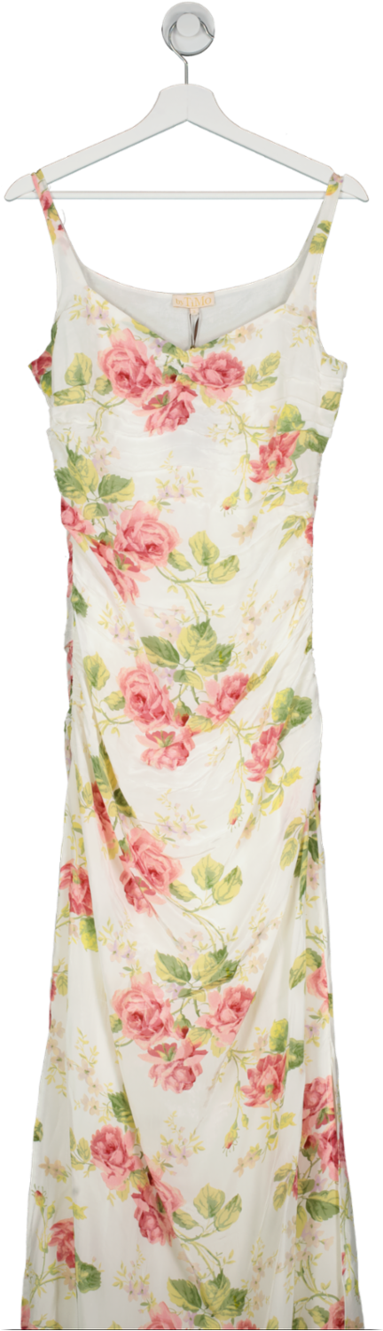 By TiMo Cream Satin Strap Rose Bouquet Print Dress UK S