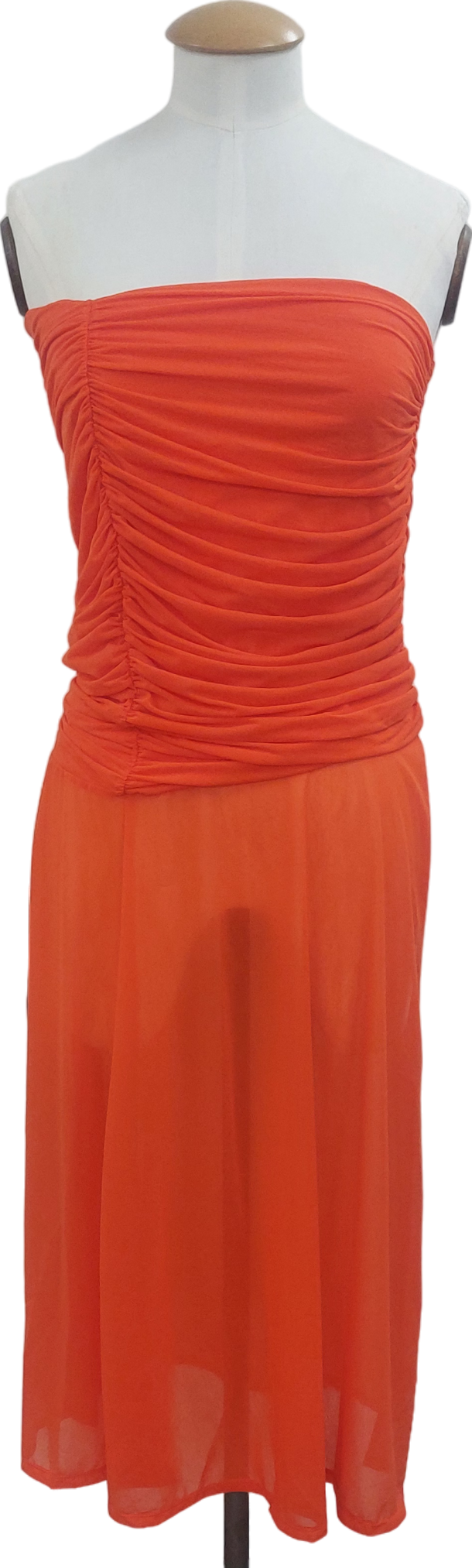 ASOS Orange Bardot Dress With Side Split UK 8