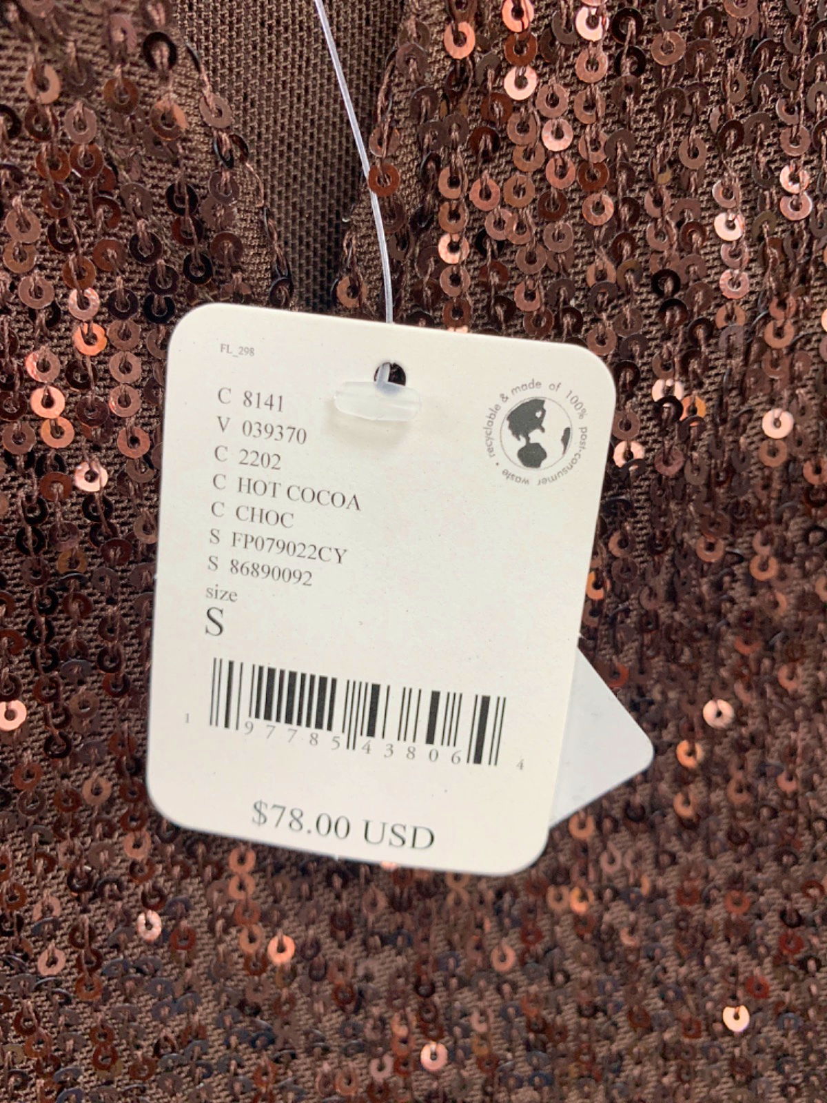 Free People Hot Cocoa Sequinned Bodysuit UK S