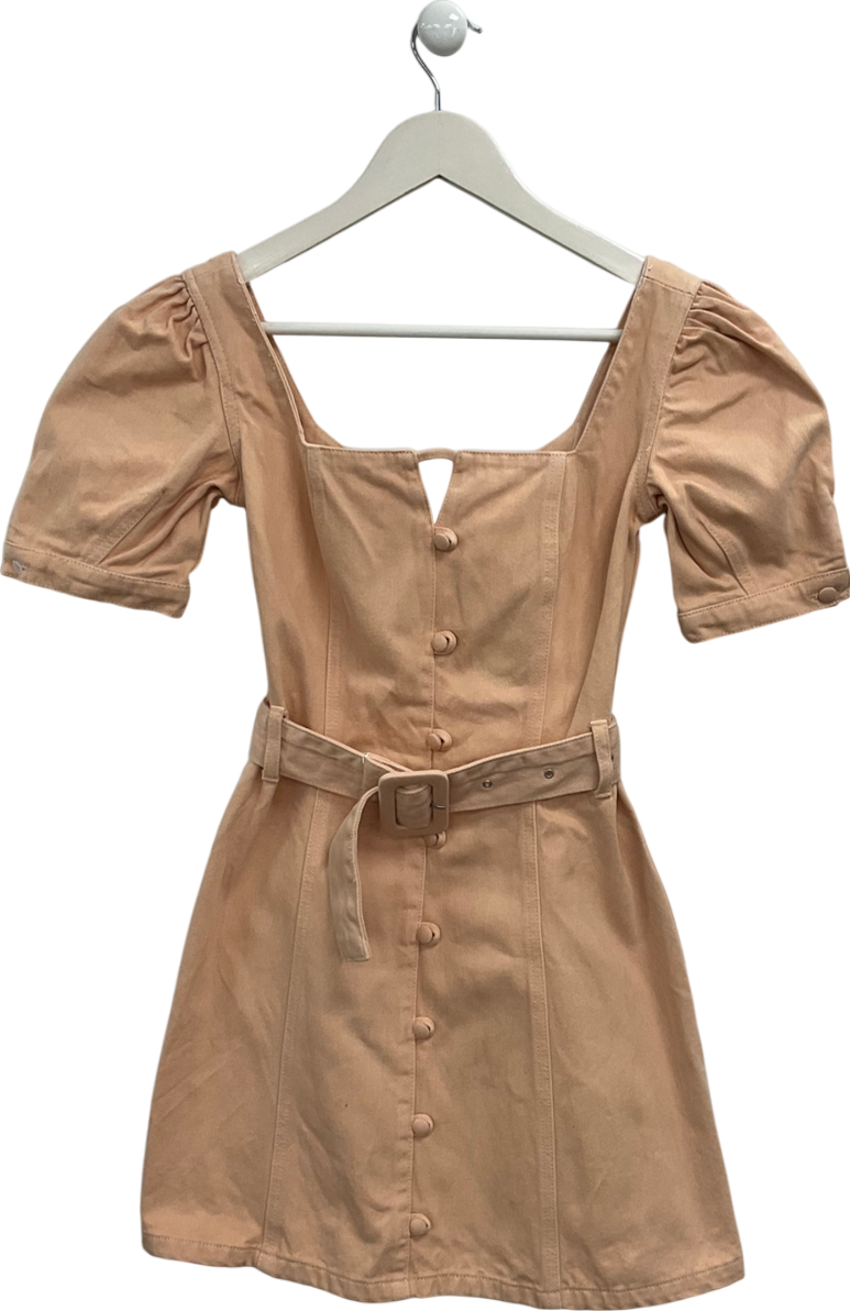 ASOS Nude Puff Sleeve Denim Dress UK 6