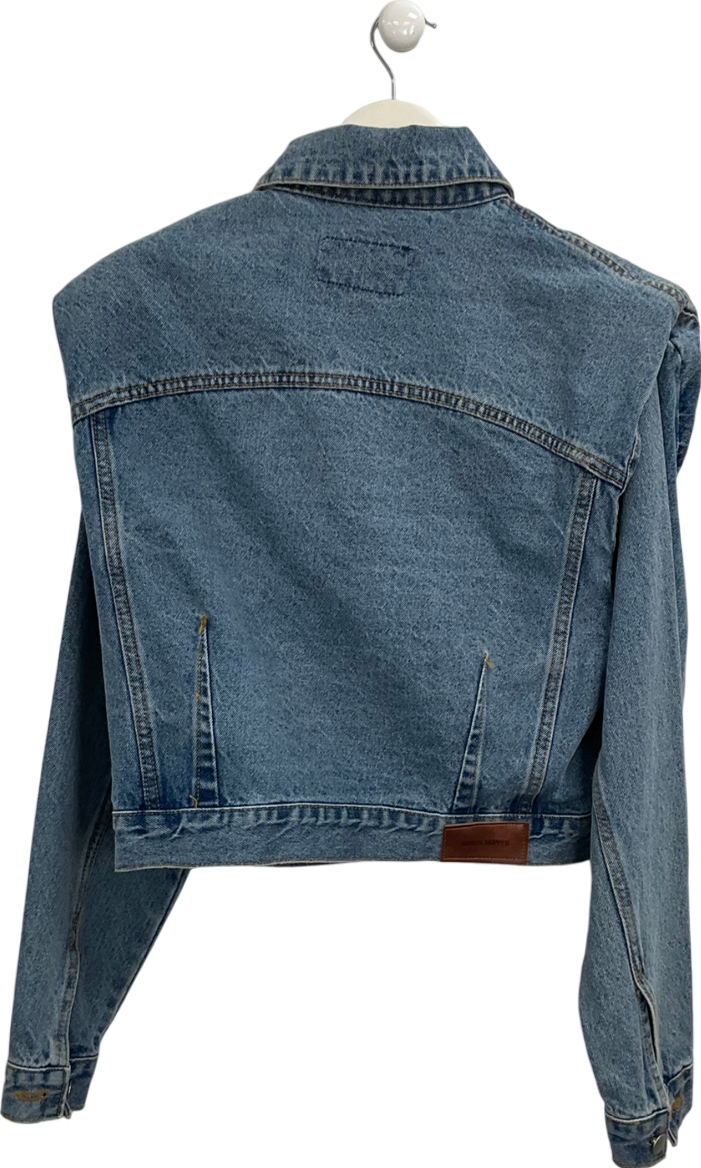 storets Blue Padded Shoulder Denim Jacket UK S/M