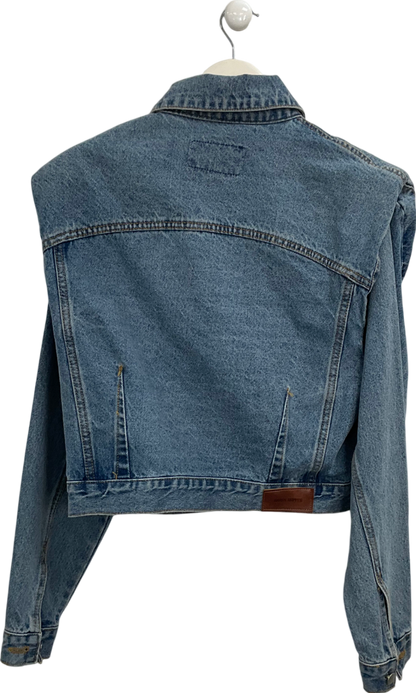 storets Blue Padded Shoulder Denim Jacket UK S/M