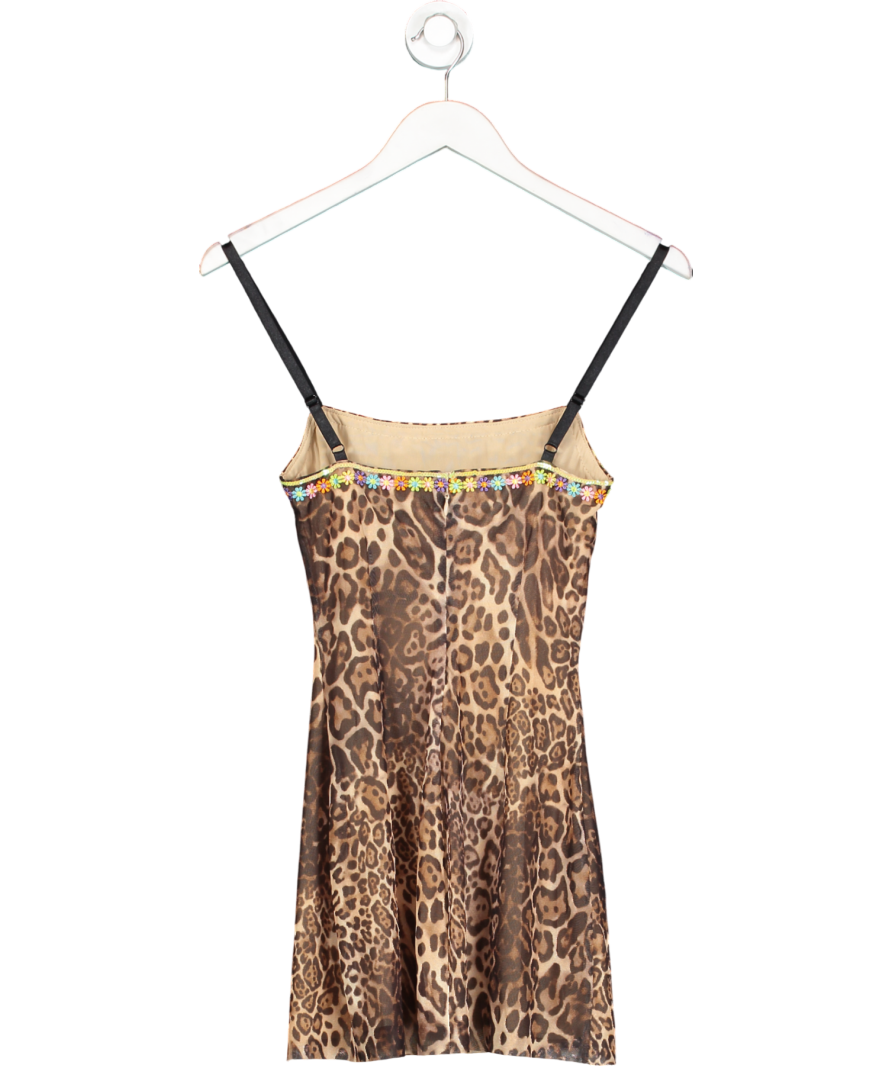 Danielle Guizio Leopard Mesh Mini Dress UK XS