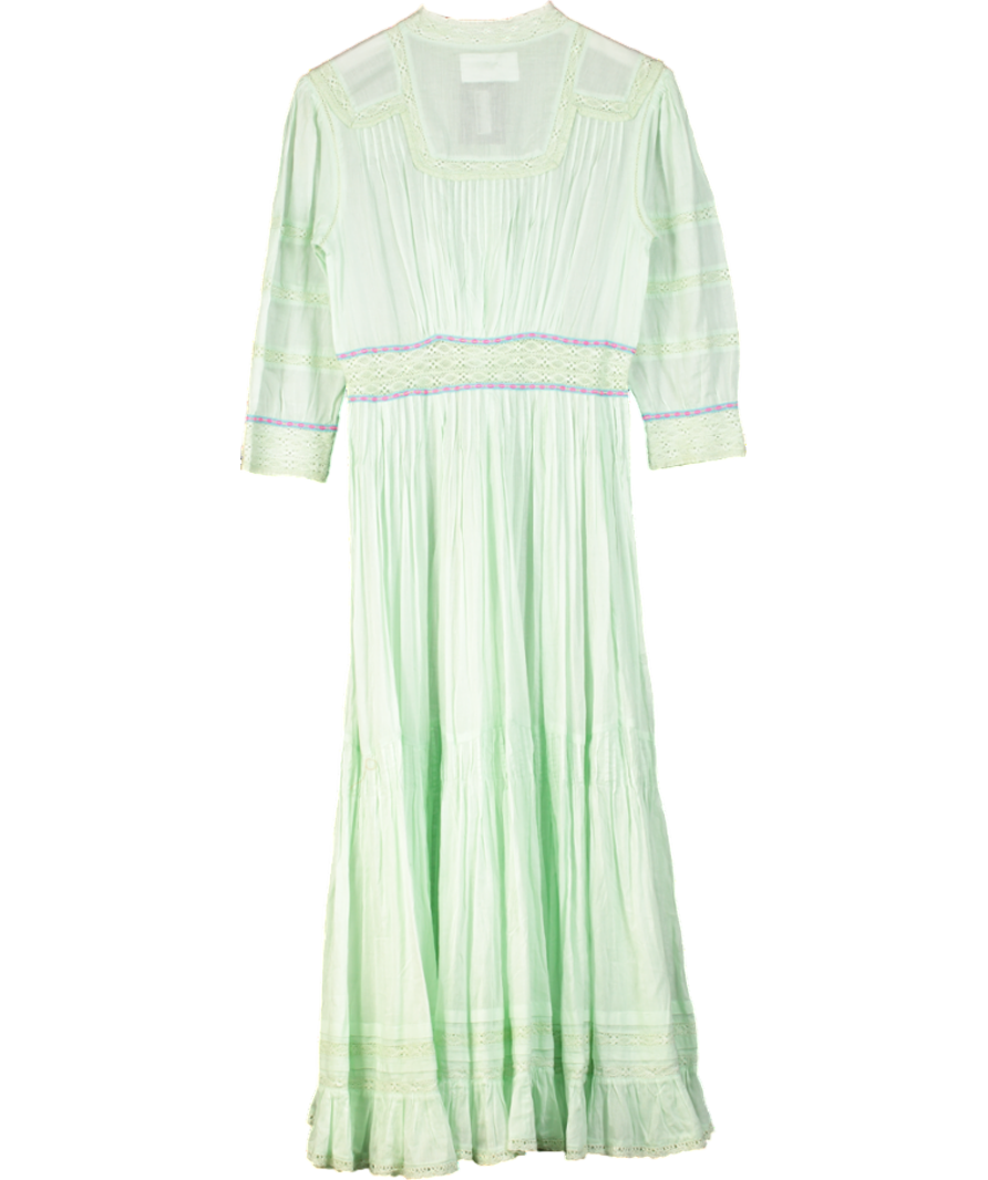 Pitusa Mint Green Cotton Lace Inset Maxi Dress UK XS/S