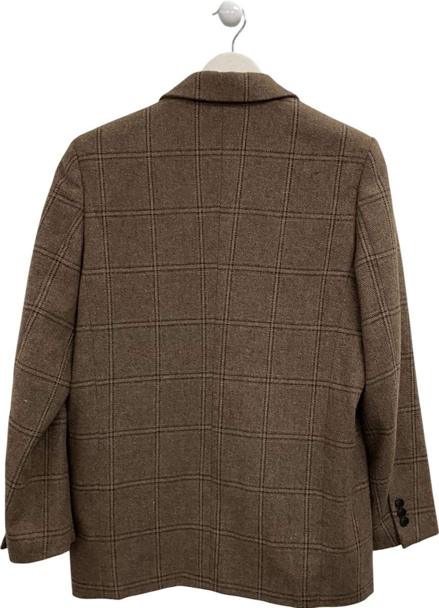 NA-KD Brown Tweed Straight Blazer UK 8