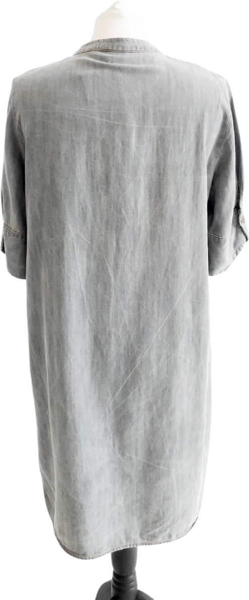 Oliver Bonas Grey Chambray Shirt Mini Dress UK 12