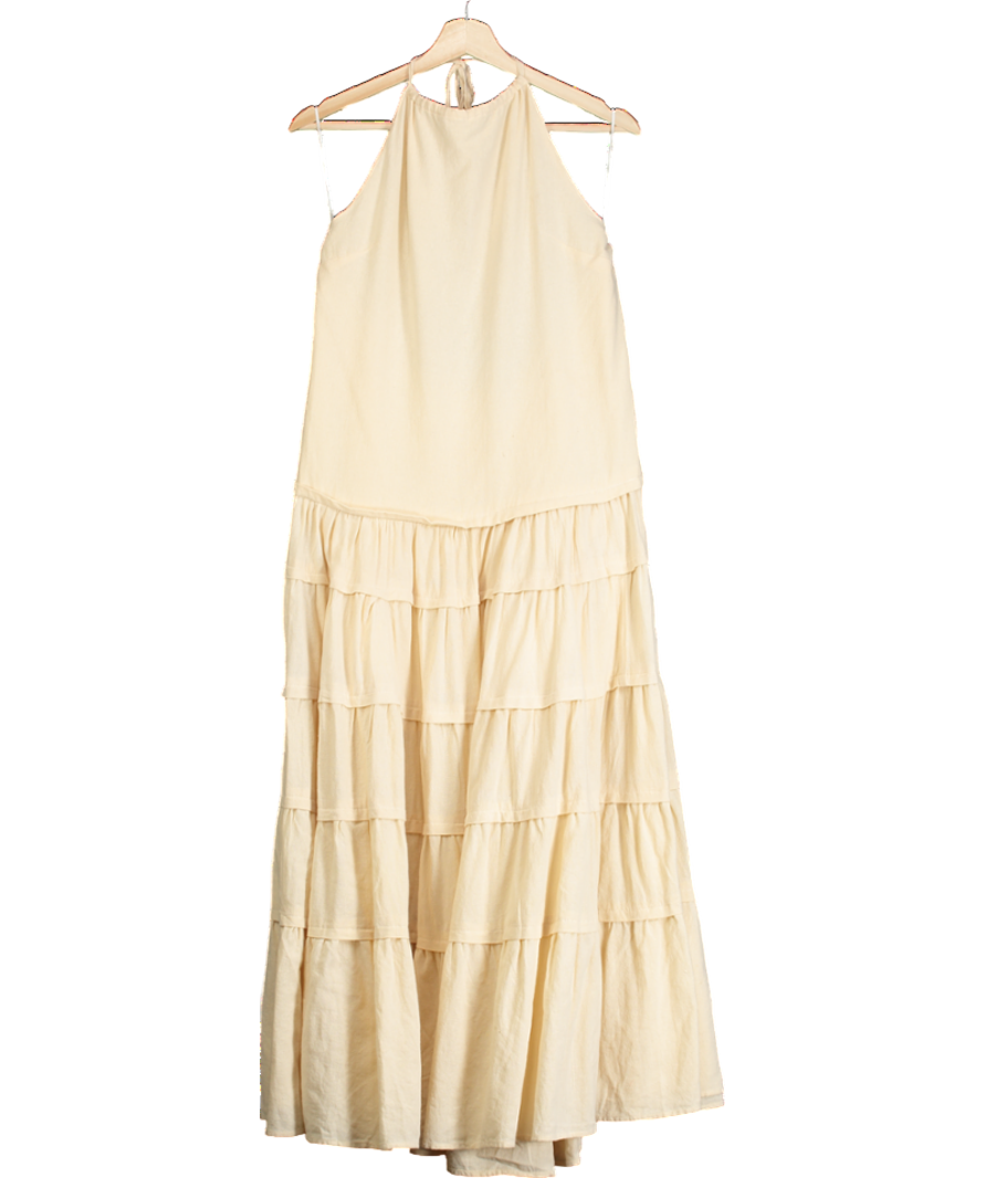 Free People Beige Somewhere Sunny Drop-waist Maxi Dress UK M