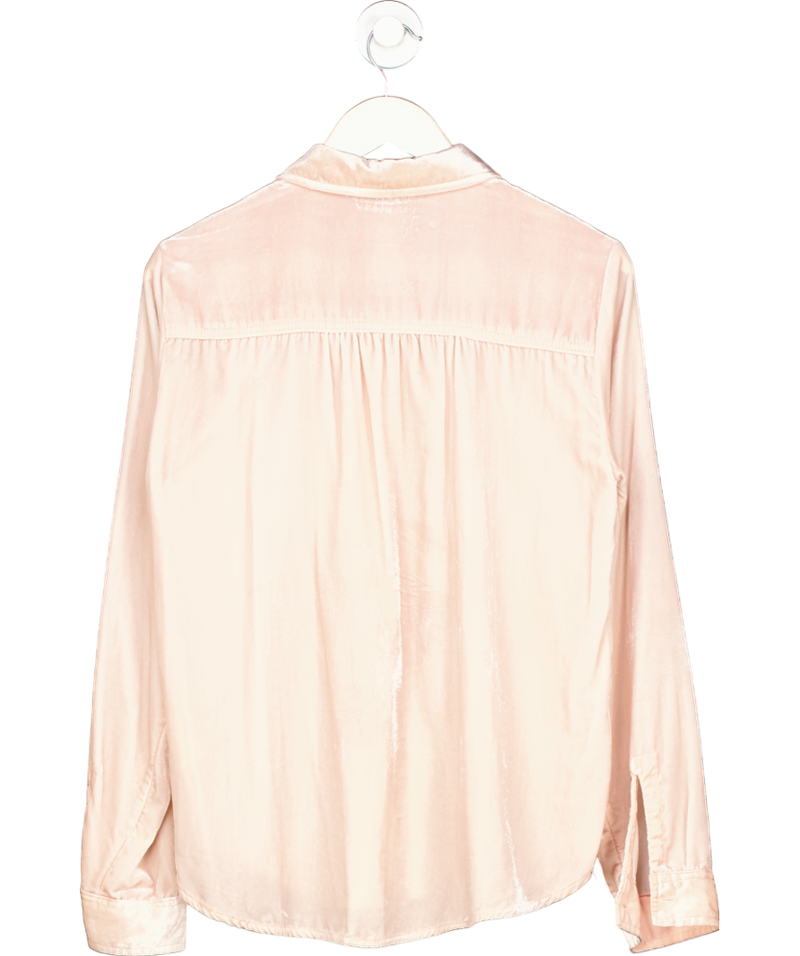 Anthropologie Maeve Pink Velvet Button Down Blouse UK 12