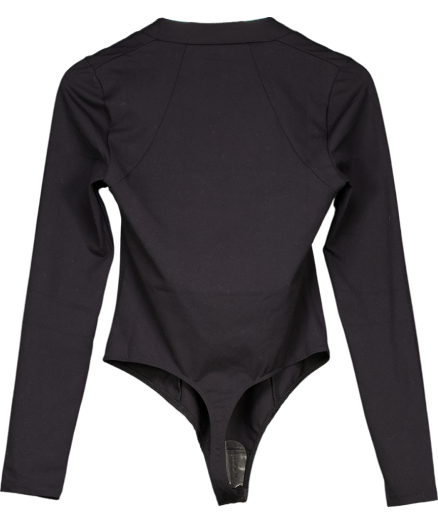 Free People Black Square Neck Long Sleeve Bodysuit UK S