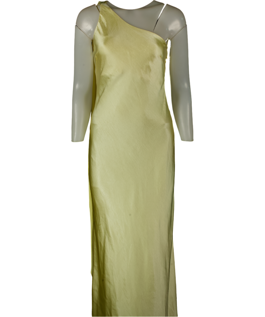 4th & Reckless Yellow Lemon Satin One Shoulder Maxi Dress UK 8