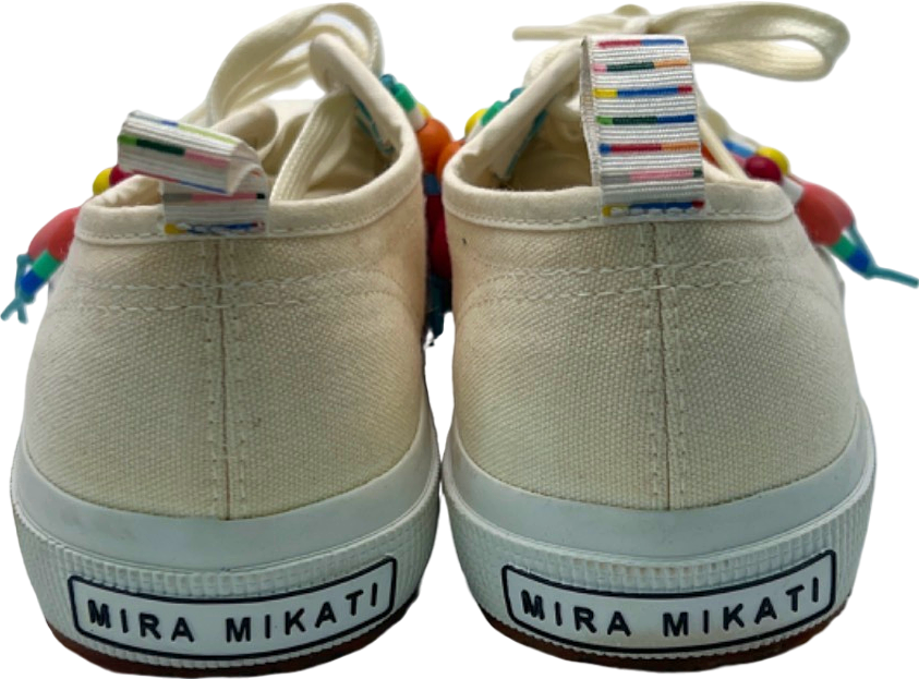 Superga Cream x Mira Mikati Beaded Low Top Sneakers UK 4