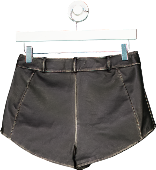 Lamarque Black Annais Leather Shorts UK S