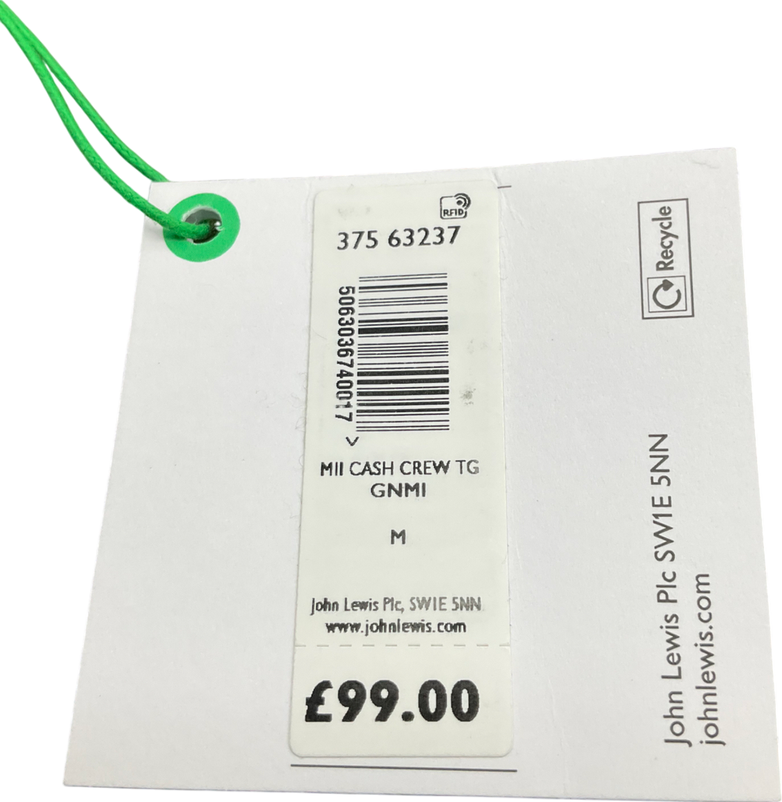 john lewis Green Cashmere Crew Neck Sweater UK M