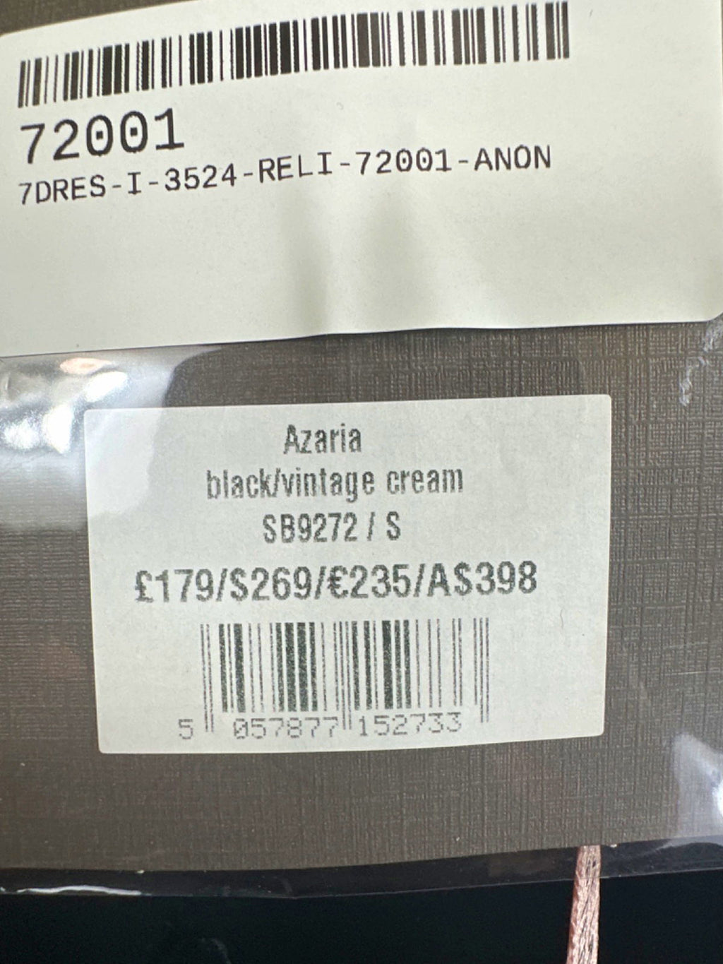 House of CB Black/Vintage Cream Azaria Dress UK S