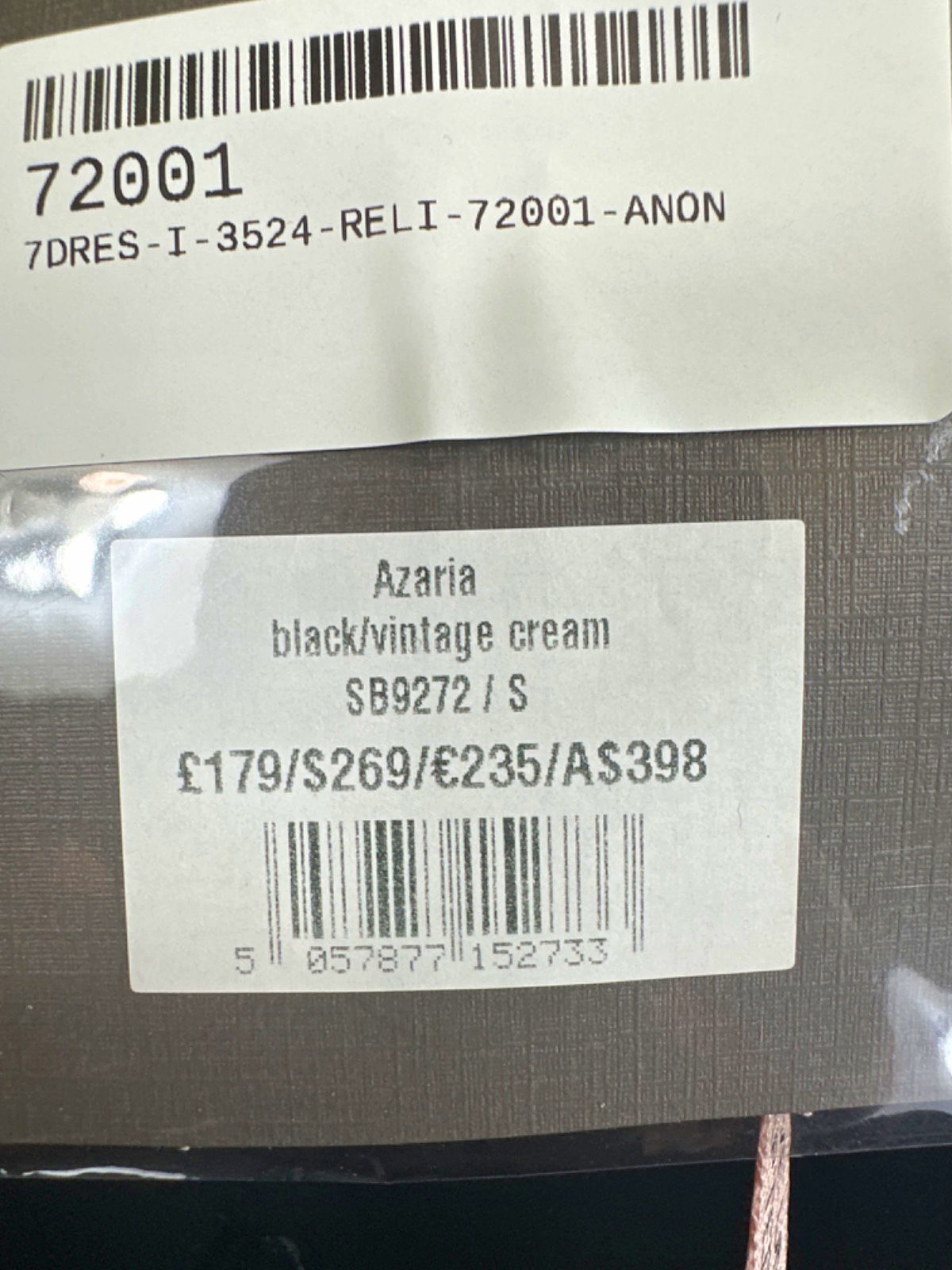 House of CB Black/Vintage Cream Azaria Dress UK S