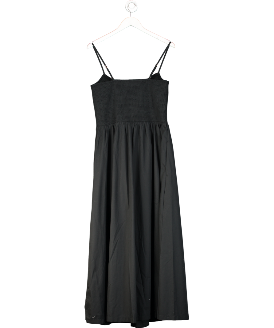 Abercrombie & Fitch Black Dipped Waist Smocked Midi Dress UK XL