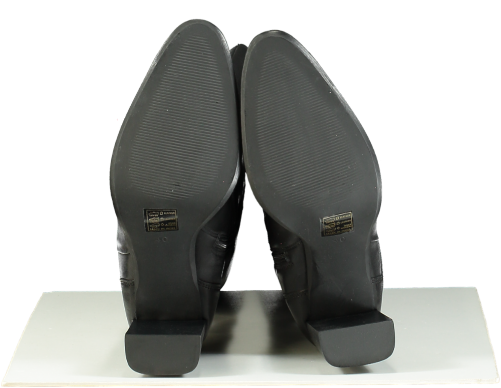 Karen Millen Black Leather Heeled Buckle Detail Knee High Boots UK 7