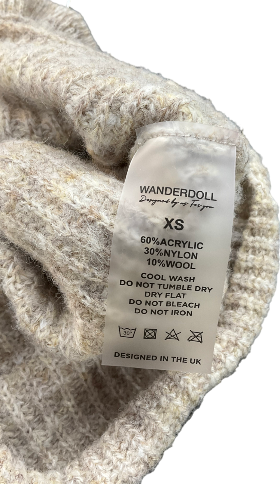 Wanderdoll Grey Blossom Bardot Cut Out Crop Top In Oatmeal UK XS