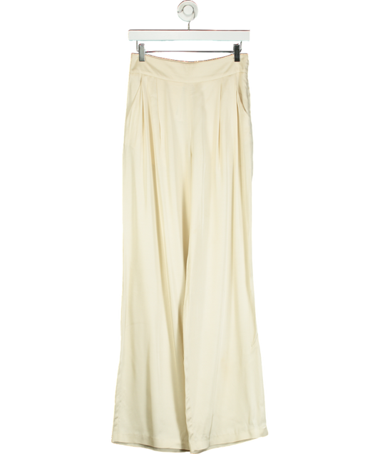 Sezane Cream Satin Wide-leg Trouser UK S