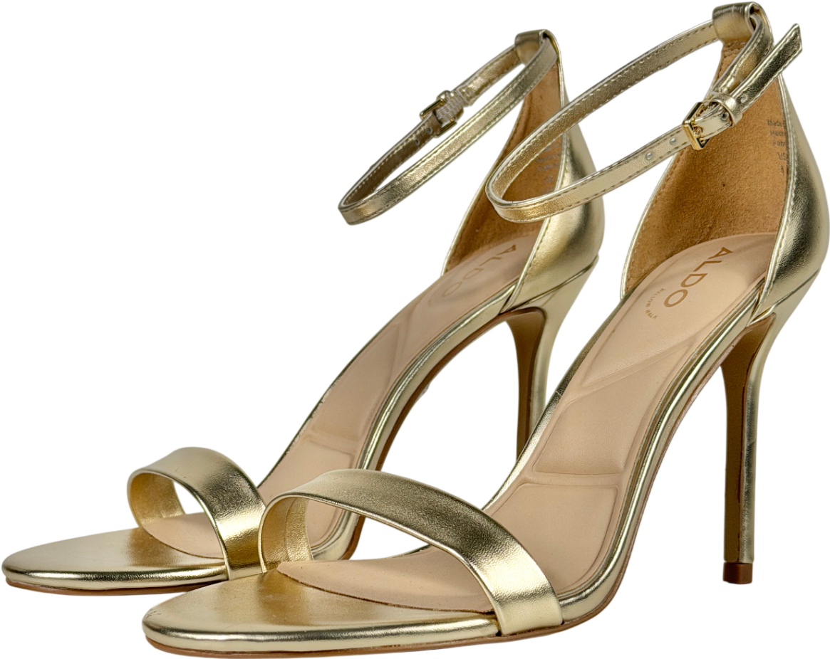 Aldo Metallic Gold Heeled Sandal UK 6 EU 39 👠