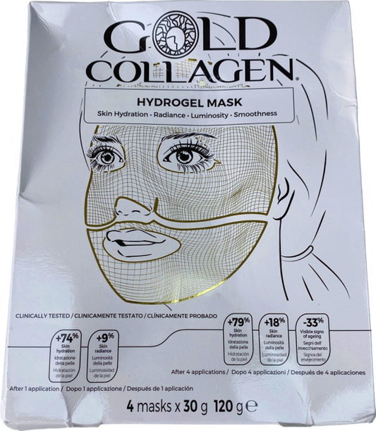 Gold Collagen Hydrogel Face Mask Skin Hydration Radiance Luminosity Smoothness 120 g