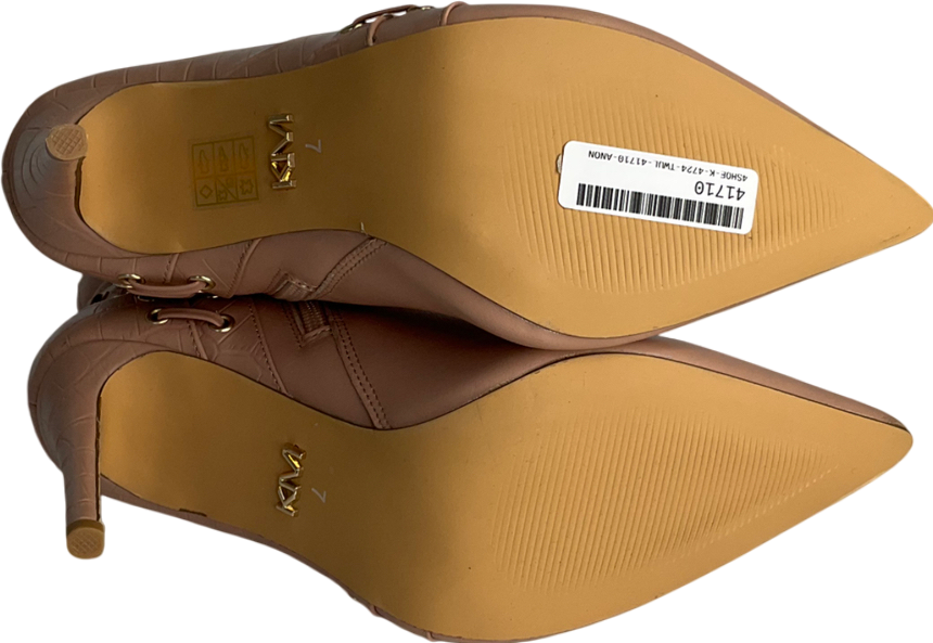 Karen Millen Nude Leather And Suede Eyelet Heeled Boot UK 7 EU 41 👞