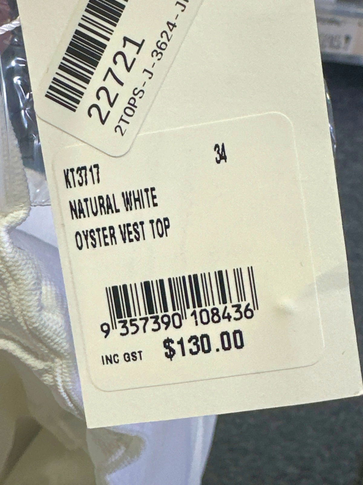 Kookai Natural White Oyster Vest Top UK 6