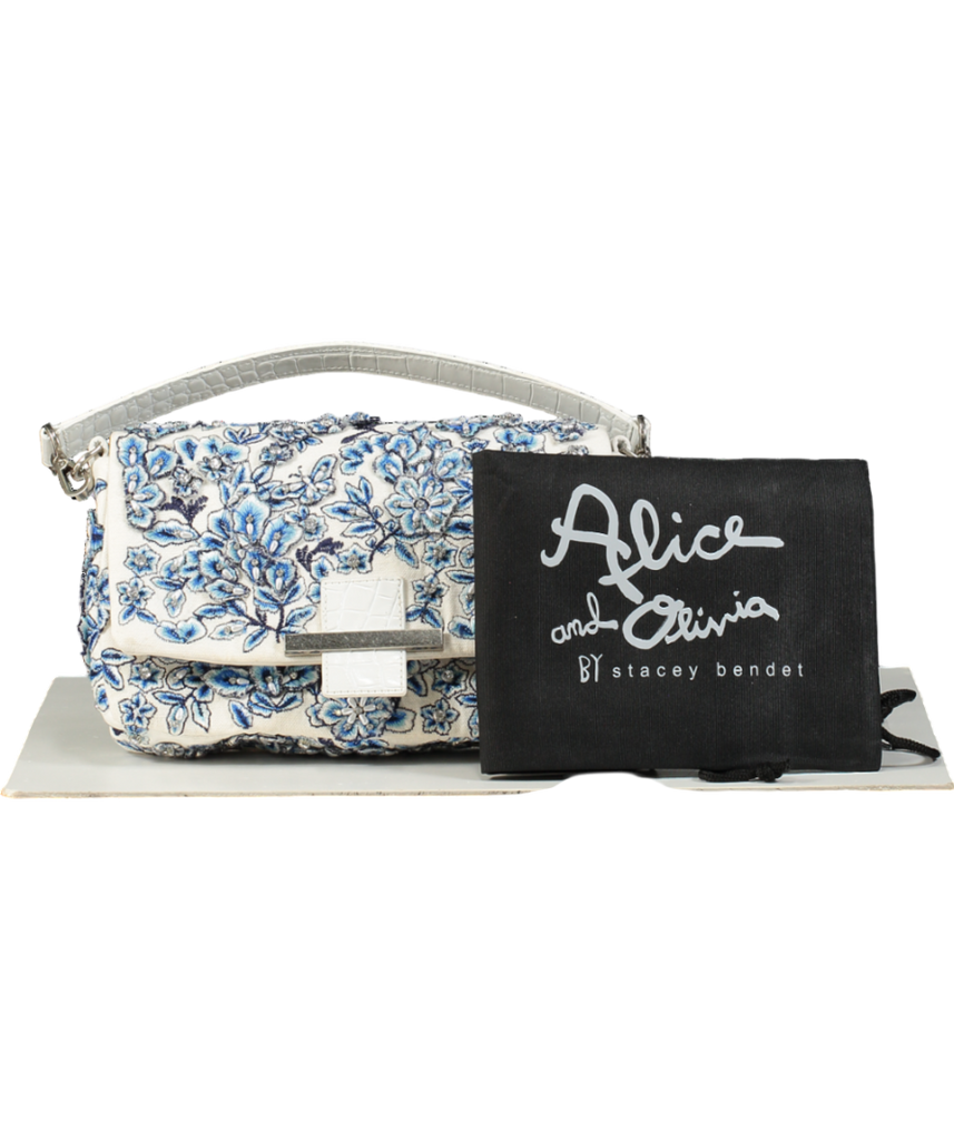 Alice Olivia White Blue Leather and embroidered Alicia