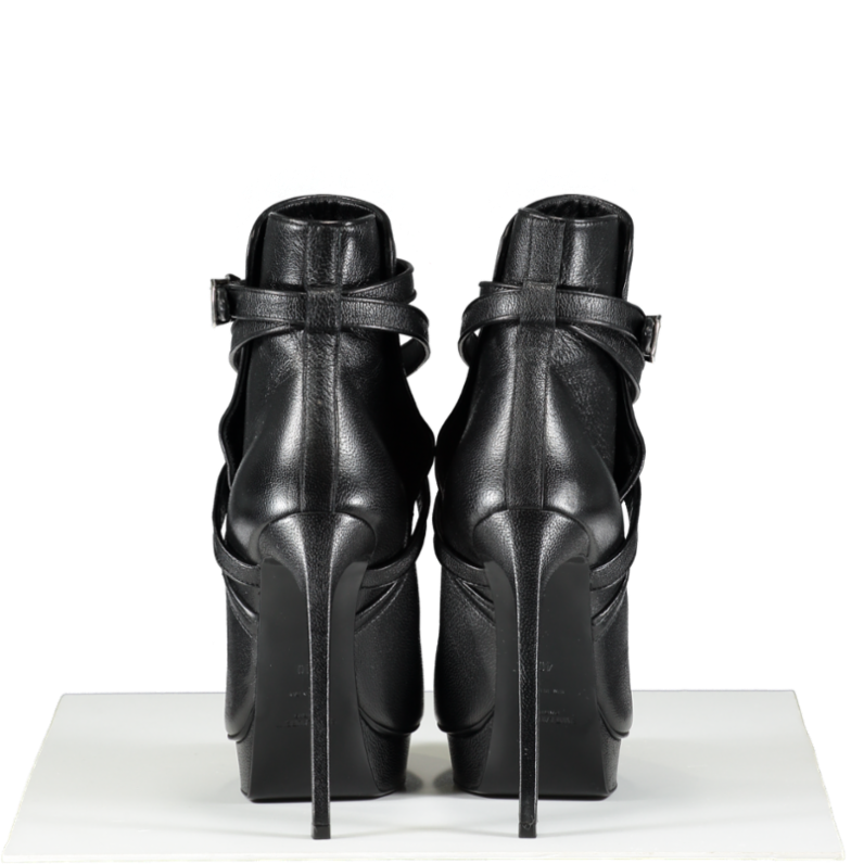 Saint Laurent Black Platform Leather Ankle Boots UK 7 EU 40 👠