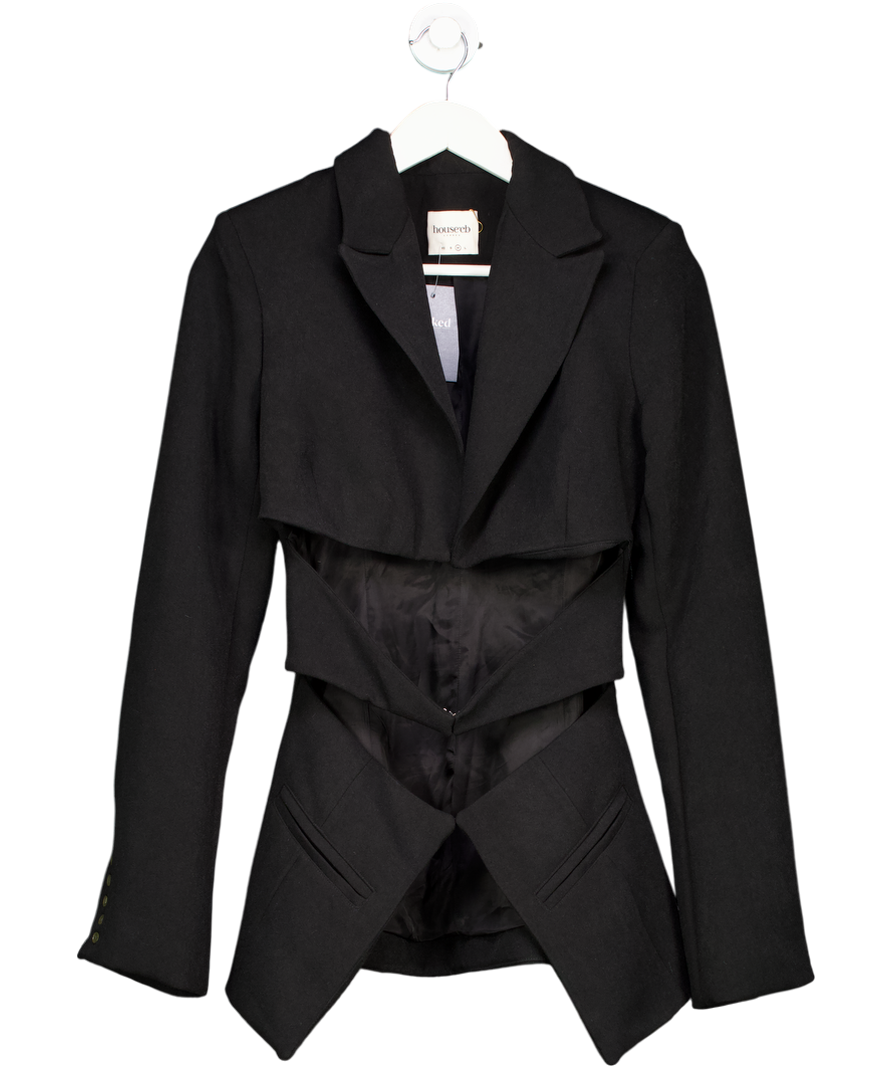 House of CB Black Nour Crepe Cutout Blazer UK M