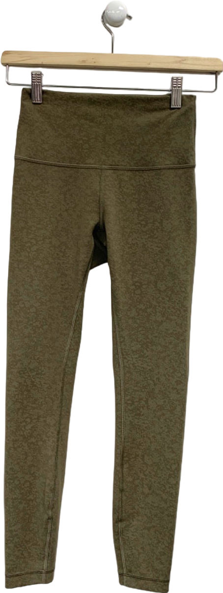 Lululemon Olive Green High-Rise Camo Leggings UK XS