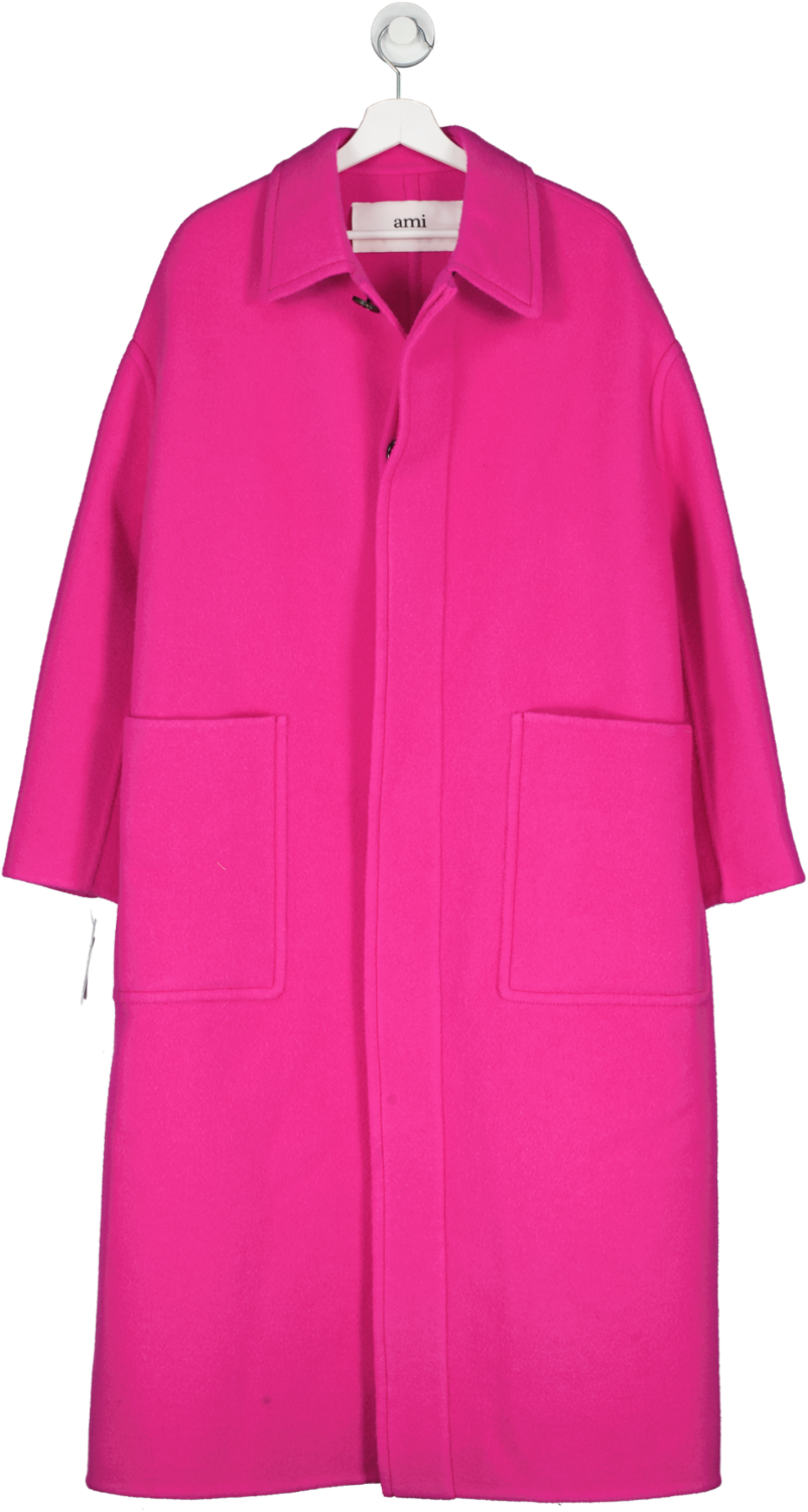 Ami Alexandre Mattiussi Pink Oversize Wool Single Breasted Coat UK XS/S