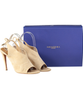 Aquazzura Ami Peep-toe High Heel Sandals In Beige Suede UK 8 EU 41