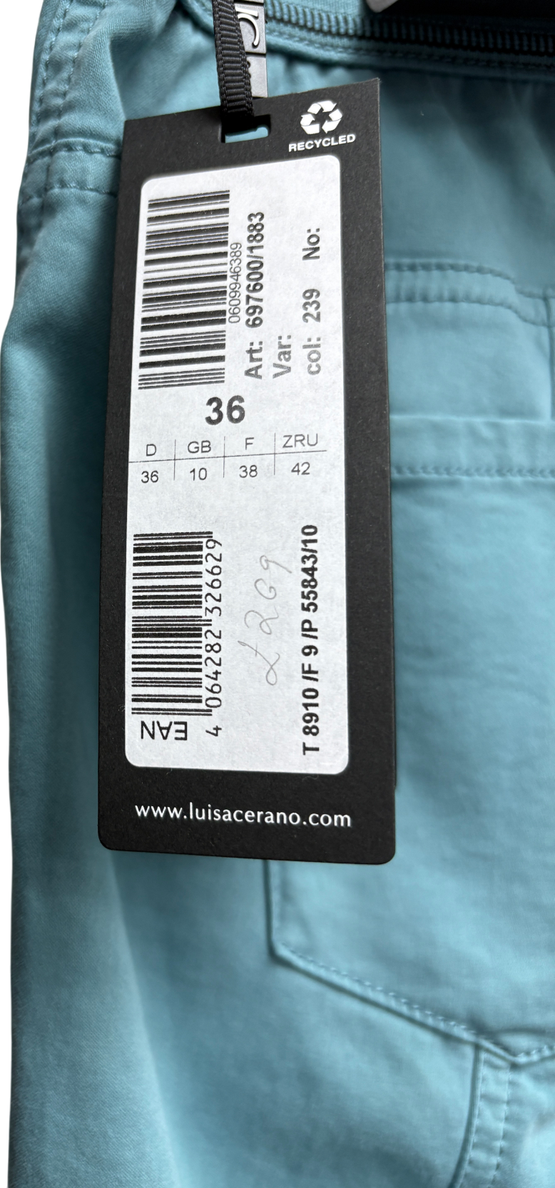 Luisa Cerano Smoky Aqua Tapered Jean Trousers UK 10