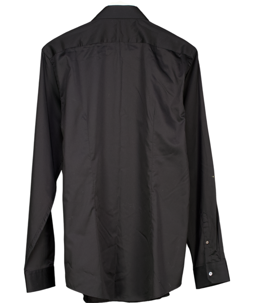 REISS Slim Fit 100% Cotton Marcella Tuxedo Shirt In Black UK XL